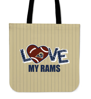 Love My Los Angeles Rams Vertical Stripes Pattern Tote Bags
