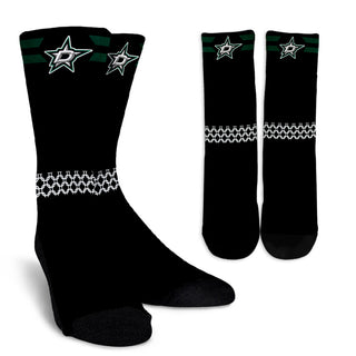 Round Striped Fascinating Sport Dallas Stars Crew Socks