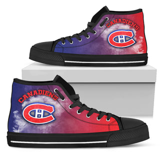 White Smoke Vintage Montreal Canadiens High Top Shoes