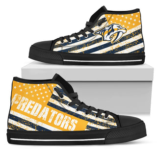 America Flag Italic Vintage Style Nashville Predators High Top Shoes