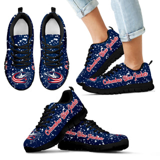 Christmas Snowing Incredible Pattern Columbus Blue Jackets Sneakers
