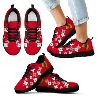 Flowers Pattern Chicago Blackhawks Sneakers