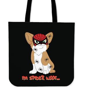 I'm Spider Woof Corgi Tote Bags