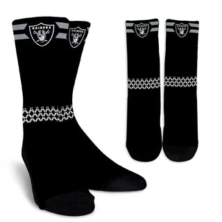 Round Striped Fascinating Sport Oakland Raiders Crew Socks