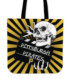 Clapper Film Skull Pittsburgh Pirates Tote Bags