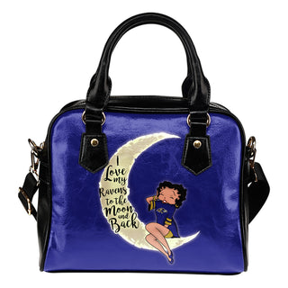 BB I Love My Baltimore Ravens To The Moon And Back Shoulder Handbags Women Purse