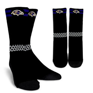 Round Striped Fascinating Sport Baltimore Ravens Crew Socks