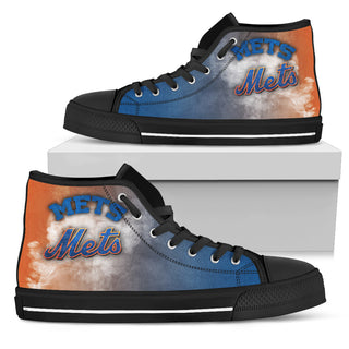 White Smoke Vintage New York Mets High Top Shoes