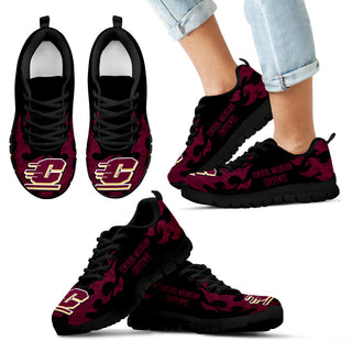 Tribal Flames Pattern Central Michigan Chippewas Sneakers