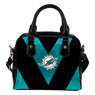 Triangle Double Separate Colour Miami Dolphins Shoulder Handbags