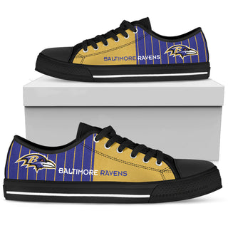 Simple Design Vertical Stripes Baltimore Ravens Low Top Shoes