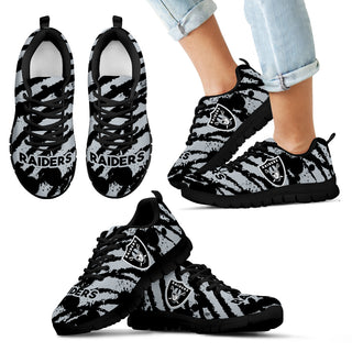 Stripes Pattern Print Oakland Raiders Sneakers
