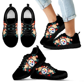Gorgeous Flowers Background Insert Pretty Logo Pittsburgh Steelers Sneakers
