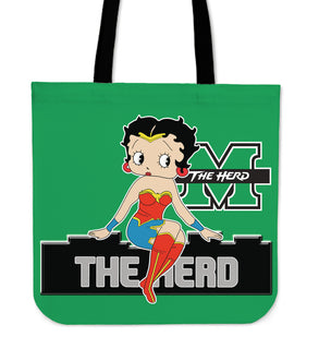 Wonder Betty Boop Marshall Thundering Herd Tote Bags