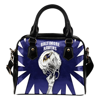 Saw Tooth Border Wonderful Hand Up Baltimore Ravens Shoulder Handbag