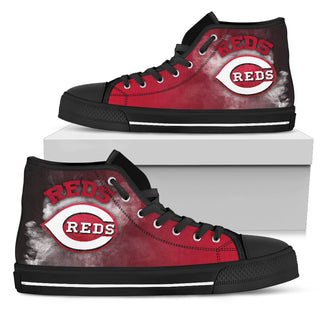 White Smoke Vintage Cincinnati Reds High Top Shoes