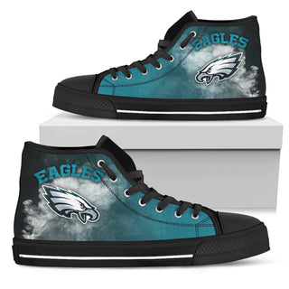 White Smoke Vintage Philadelphia Eagles High Top Shoes