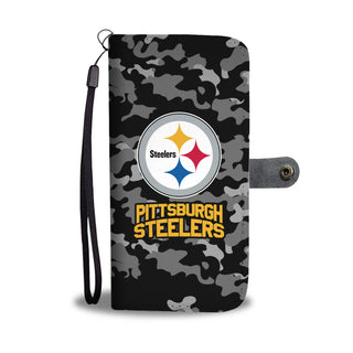 Camo Pattern Pittsburgh Steelers Wallet Phone Cases