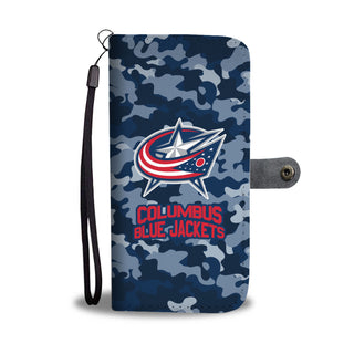 Camo Pattern Columbus Blue Jackets Wallet Phone Cases