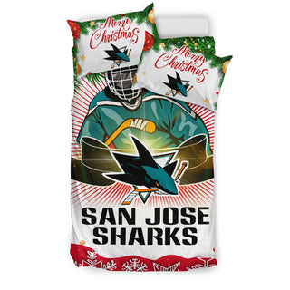 Funny Gift Shop Merry Christmas San Jose Sharks Bedding Sets