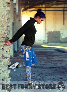 Colorful Summer With Wave Buffalo Bulls Leggings