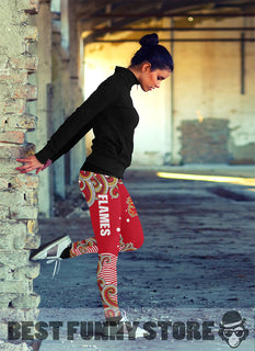 Colorful Summer With Wave Calgary Flames Leggings