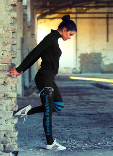 Through Great Logo Spread Body Striped Circle Carolina Panthers Leggings