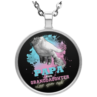 Cool Papa & Granddaughter Love Never Ends Circle Necklaces