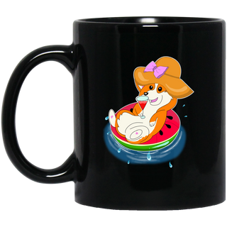 Watermelon Pool Float Beach Pattern Corgi Mugs