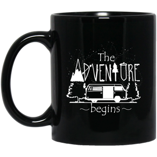 The Adventure Begins Camping Mug