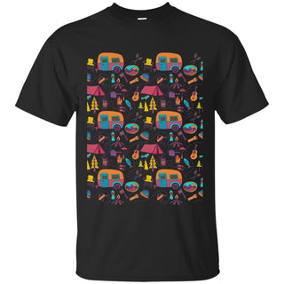 Camping Icon Pattern T Shirts