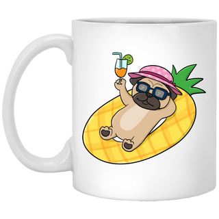 Pineapple Pool Float Beach Pattern Pug Mugs