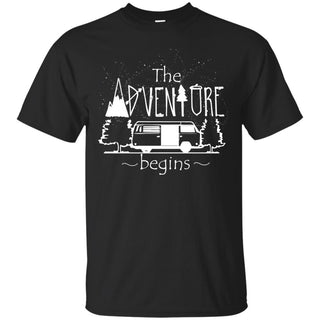 The Adventure Begins Camping T Shirts