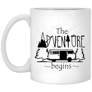 The Adventure Begins Camping Mugs