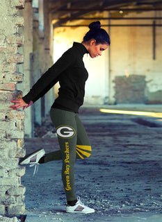 Through Great Logo Spread Body Striped Circle Green Bay Packers Leggings