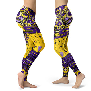 Boho LSU Tigers Leggings With Fantastic Art