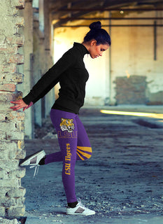 Through Great Logo Spread Body Striped Circle LSU Tigers Leggings