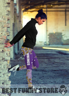 Colorful Summer With Wave Minnesota Vikings Leggings