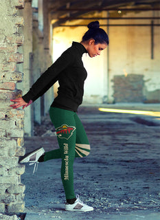 Through Great Logo Spread Body Striped Circle Minnesota Wild Leggings
