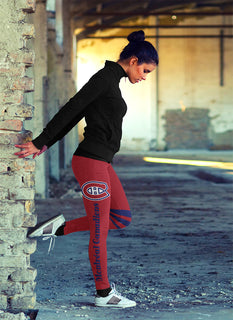 Through Great Logo Spread Body Striped Circle Montreal Canadiens Leggings