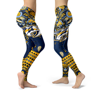 Boho Nashville Predators Leggings With Fantastic Art