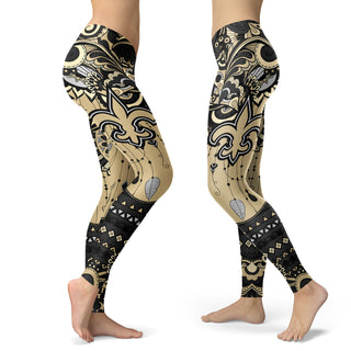 Boho New Orleans Saints Leggings With Fantastic Art
