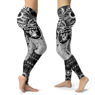 Boho Oakland Raiders Leggings With Fantastic Art