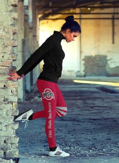 Through Great Logo Spread Body Striped Circle Ohio State Buckeyes Leggings