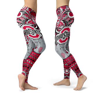 Boho Ohio State Buckeyes Leggings With Fantastic Art