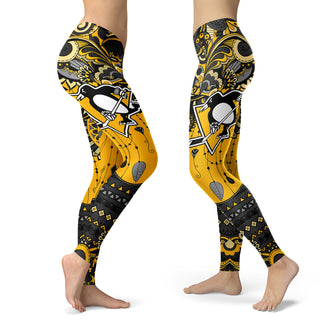 Boho Pittsburgh Penguins Leggings With Fantastic Art