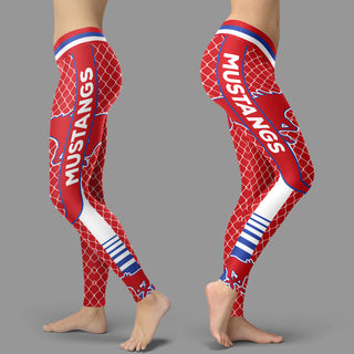 Single Small Line Circle Stylish Fashion SMU Mustangs Leggings
