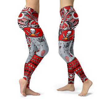 Boho Tampa Bay Buccaneers Leggings With Fantastic Art