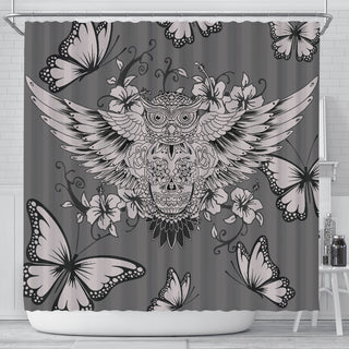 Owl Skull Shower Curtains