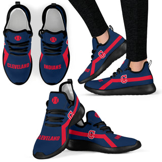 New Style Line Logo Cleveland Indians Mesh Knit Sneakers